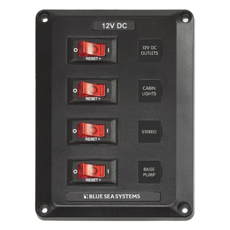 Blue Sea Panel Below Deck 12V DC Circuit Breaker 4 Position - PROTEUS MARINE STORE