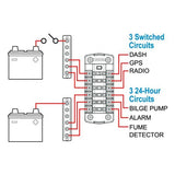 Blue Sea ST Fuse Block 6 Circuit Ind with Cover - PROTEUS MARINE STORE