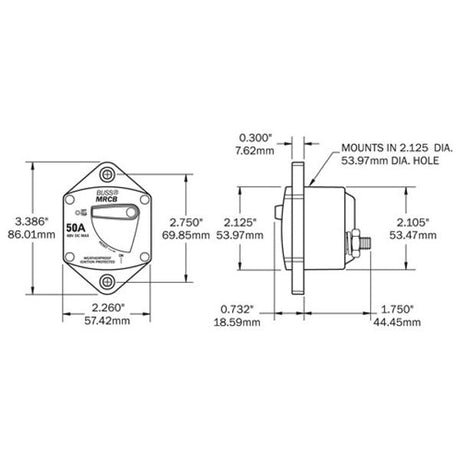 Blue Sea 187 Panel Mount Circuit Breaker 120A - PROTEUS MARINE STORE