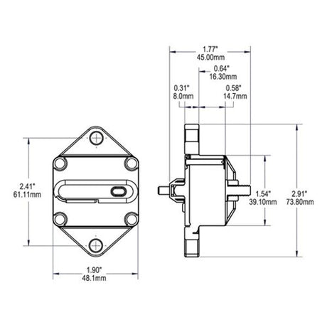 Blue Sea 285 Panel Mount Circuit Breaker 150A - PROTEUS MARINE STORE