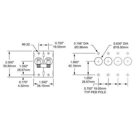 Blue Sea Circuit Breaker Double Pole 32 Amp - PROTEUS MARINE STORE