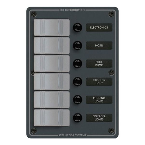 Blue Sea 6-Pos IP66 Waterproof V Panel Slate Grey - PROTEUS MARINE STORE