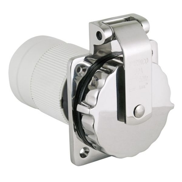 Marinco 32A 230V Inlet SS Ez Lock with Enclosure - PROTEUS MARINE STORE