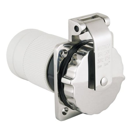 Marinco 63A 230V Inlet SS Ez Lock with Enclosure - PROTEUS MARINE STORE