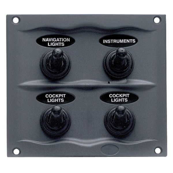 BEP Compact Marine Waterproof Panel 4 Switch Black - PROTEUS MARINE STORE