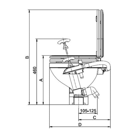 Johnson Aqua-T Compact Manual Toilet - PROTEUS MARINE STORE