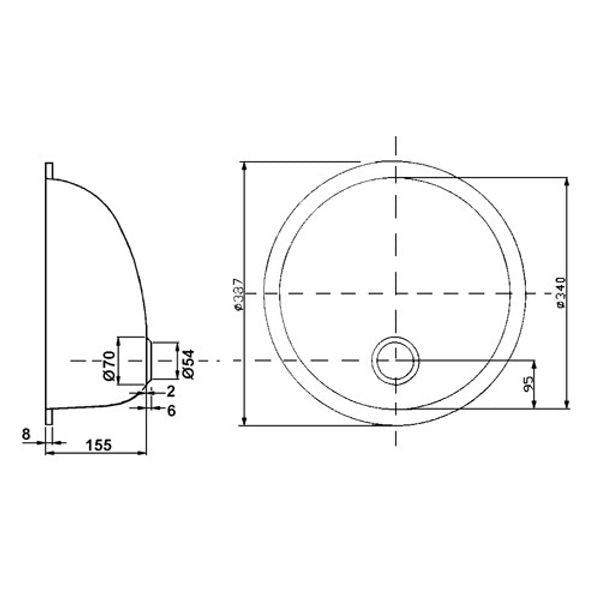 Osculati SS Round Hand Basin / Sink 340mm ID - PROTEUS MARINE STORE