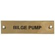 AG Bilge Pump Label Brass 75 x 19mm - PROTEUS MARINE STORE