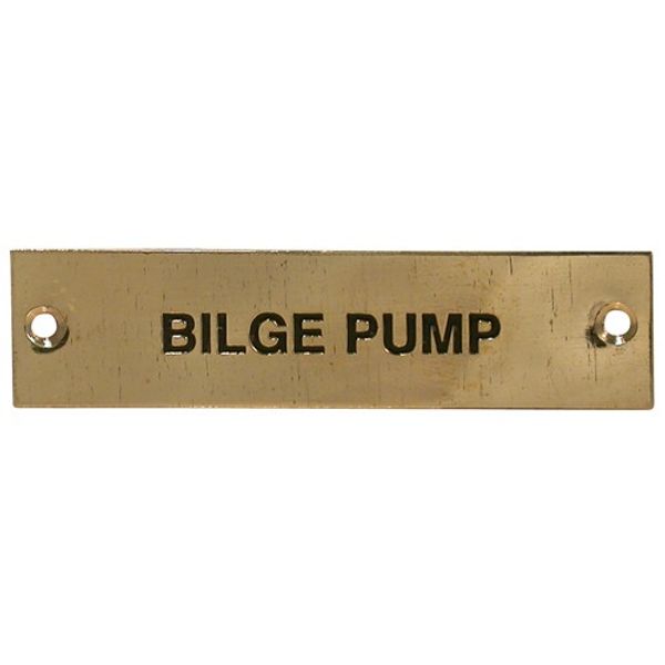 AG Bilge Pump Label Brass 75 x 19mm - PROTEUS MARINE STORE