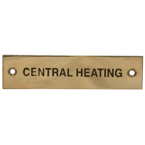 AG "Central Heating" Label Brass 75 x 19mm - PROTEUS MARINE STORE