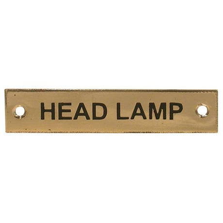 AG "Head Lamp" Label Brass 57 x 12mm - PROTEUS MARINE STORE