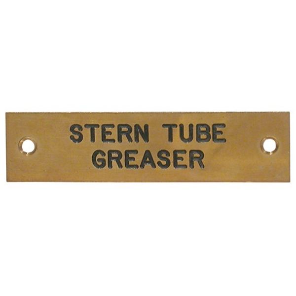 AG Stern Tube Greaser Label Brass 75 x 19mm - PROTEUS MARINE STORE