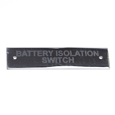 AG SP Battery Isolation Switch Label Chrome 75 x 19mm Packaged - PROTEUS MARINE STORE