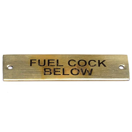 AG SP Fuel Cock Below Label Brass 75 x 19mm Packaged - PROTEUS MARINE STORE