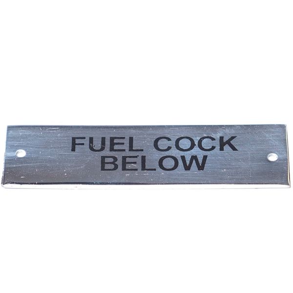 AG SP Fuel Cock Below Label Chrome 75 x 19mm - PROTEUS MARINE STORE