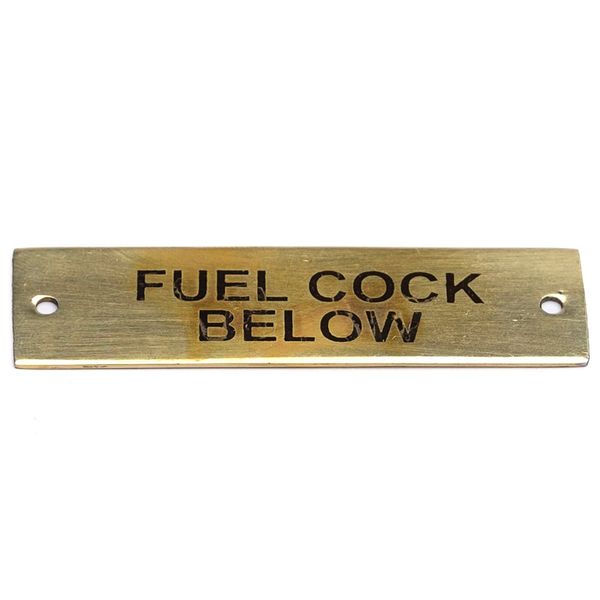 AG SP Fuel Cock Below Label Brass 75 x 19mm - PROTEUS MARINE STORE