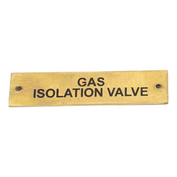 AG SP Gas Isolation Valve Label Brass 75 x 19mm - PROTEUS MARINE STORE