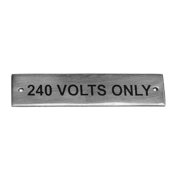AG SP 240 Volt Only Label Chrome 57 x 12mm - PROTEUS MARINE STORE
