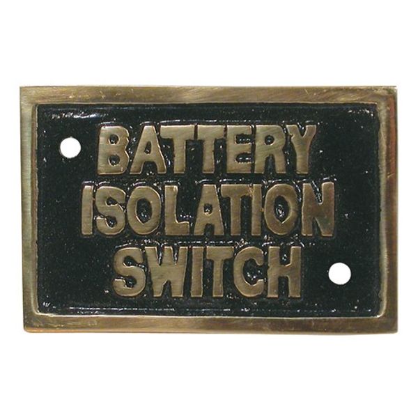 AG Battery Isolation Switch Name Plate Brass - PROTEUS MARINE STORE