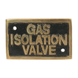 AG Gas Isolation Valve Name Plate Brass - PROTEUS MARINE STORE