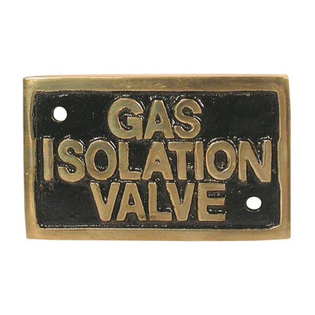 AG Gas Isolation Valve Name Plate Brass - PROTEUS MARINE STORE