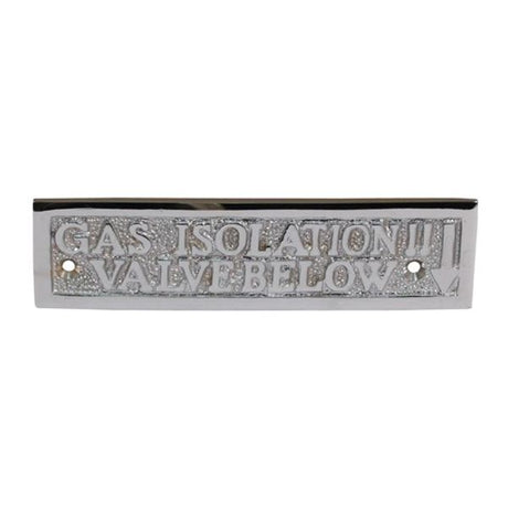 AG Gas Isolation Valve Name Plate Chrome - PROTEUS MARINE STORE
