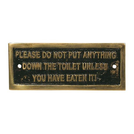 AG Please Do Not Put Down The Toilet Name Plate Brass - PROTEUS MARINE STORE