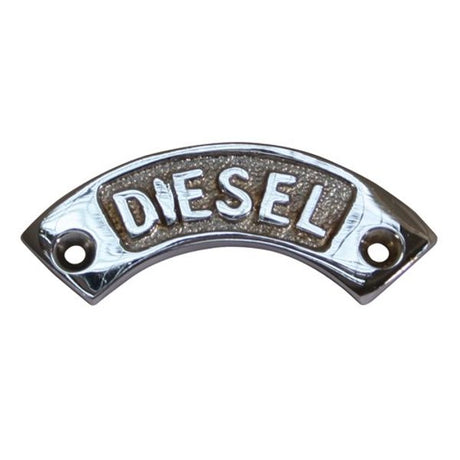 AG Diesel Deck Filler Name Plate Chrome Curved - PROTEUS MARINE STORE