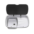 Thetford Argent Sink & Right Hand Drainer with Black Glass Lid - PROTEUS MARINE STORE