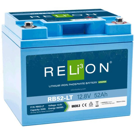 RELiON RB52-LT Lifepo4 Lithium Ion Battery (12V / 52Ah / Low Temp 4SC) - PROTEUS MARINE STORE