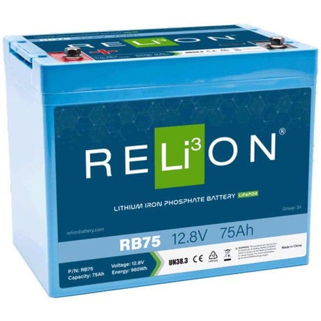 RELiON RB75 Lifepo4 Lithium Ion Battery (12V / 75Ah / 4SC) - PROTEUS MARINE STORE