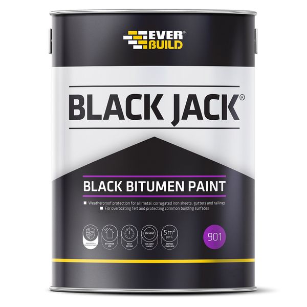 Sika Everbuild Black Jack 901 Black Bitumen Paint 2.5 Litre - PROTEUS MARINE STORE