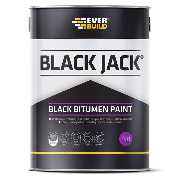Sika Everbuild Black Jack 901 Black Bitumen Paint 5 Litre - PROTEUS MARINE STORE