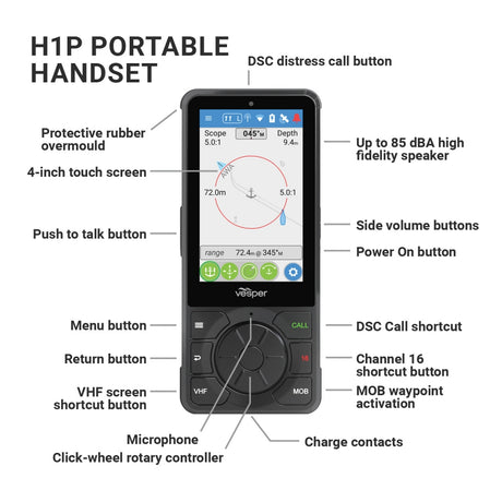 Vesper Cortex H1P Wireless Handset With Charging Cradle for V1/M1 - PROTEUS MARINE STORE